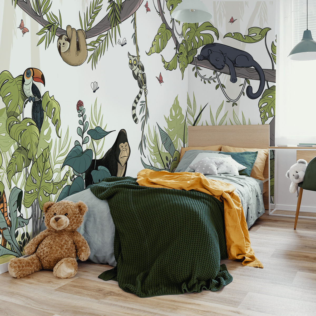 Papier peint chambre enfant  Jungle et Animaux – LePapierPeint