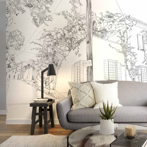 Panoramic wallpaper Traditional flowered village - Silowane Colleciton - Acte-Deco