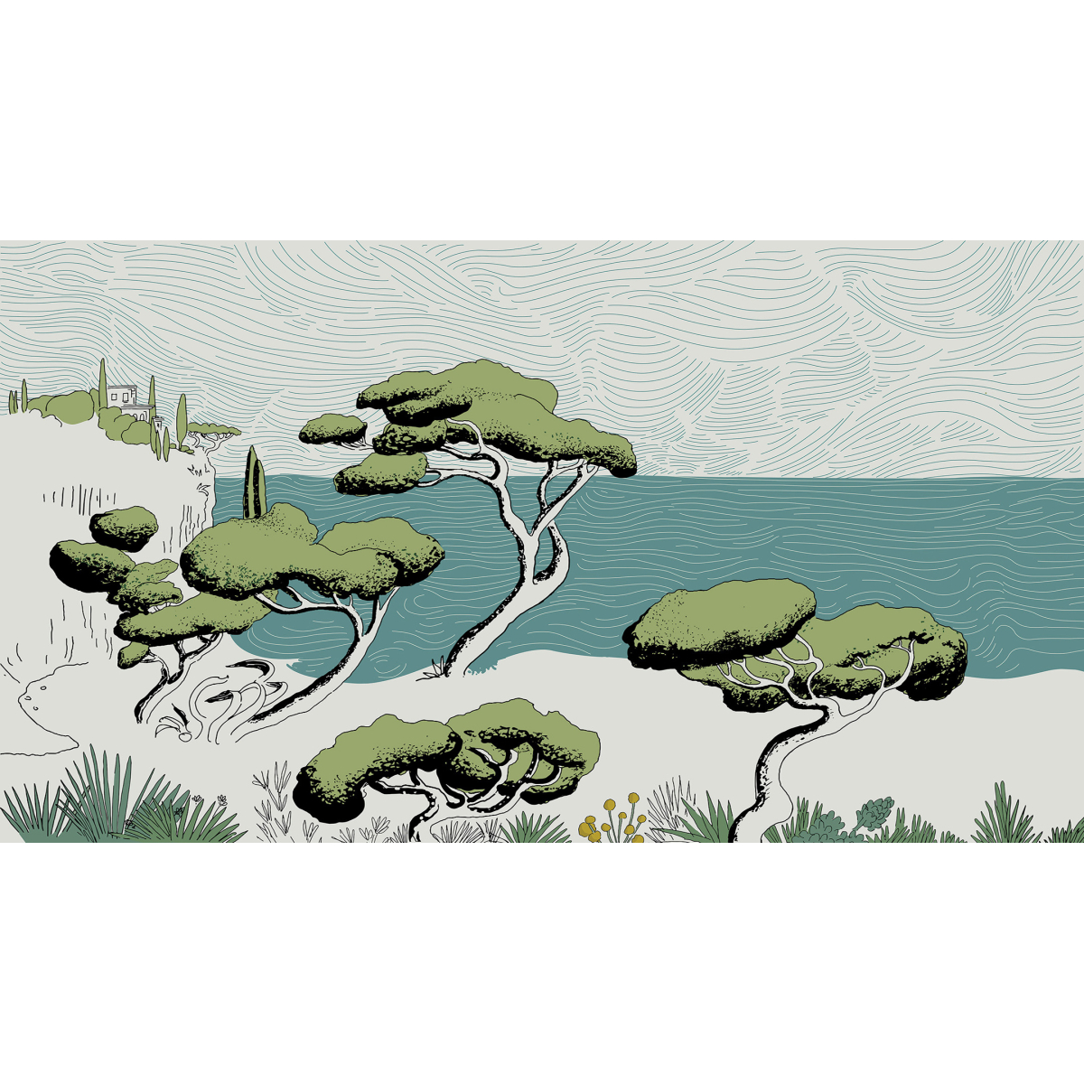 Panoramic wallpaper Creeks landscape - Collection Elisabeth Pese - Acte-Deco