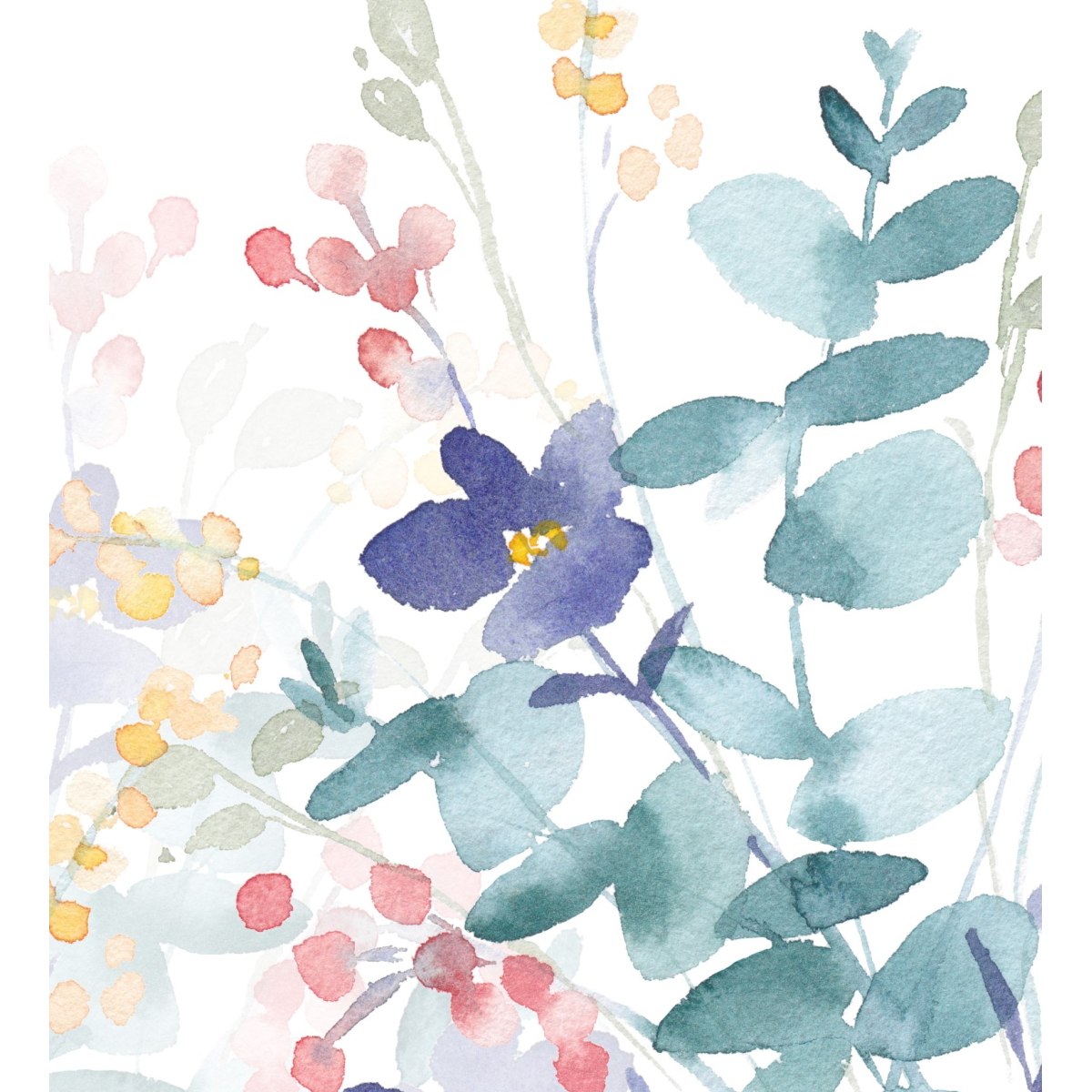 Panoramic wallpaper summer flowers pattern - Noemie Krey Collection - Acte-Deco