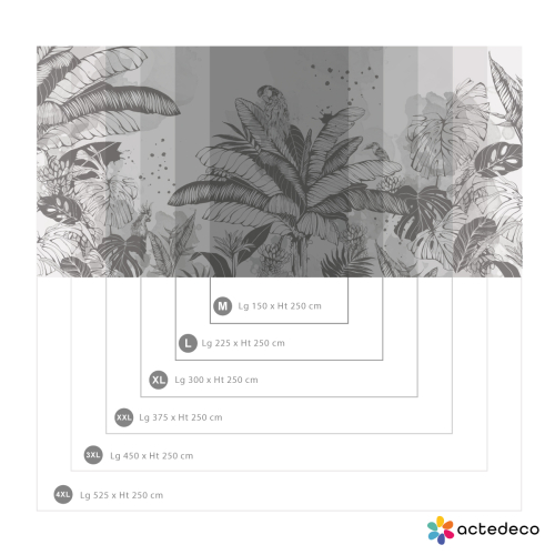 Carta da parati panoramica Paesaggio di giungla e pappagallo - Collezione Silowane - Acte-Deco