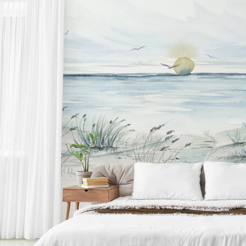 Papel pintado panorámico Paisaje de atardecer - Colección Noëmie Krey - Acte-Deco