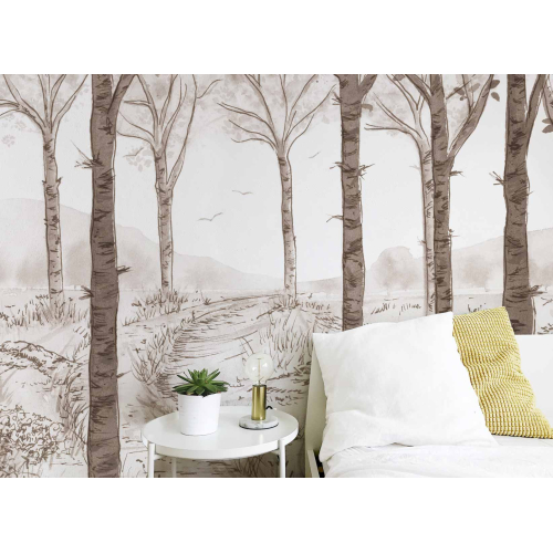 Panoramic wallpaper birch forest landscape - Noëmie Krey Collection - Acte-Deco