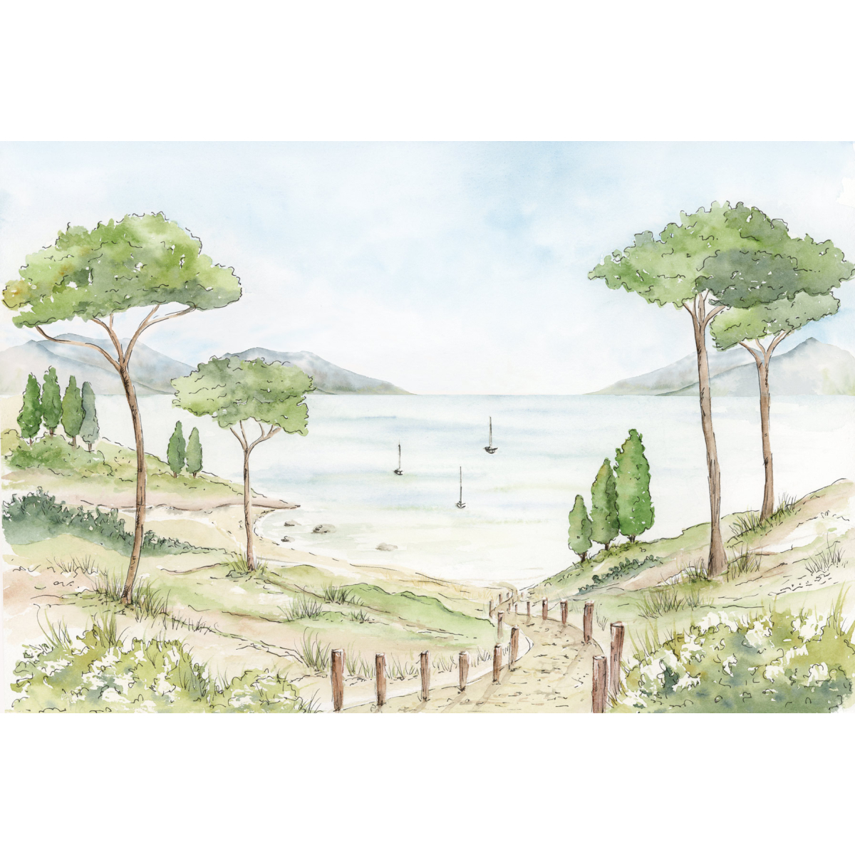 Panorama-Vliestapete Landschaft der Französischen Riviera - Kollektion Noëmie Krey - Acte-Deco