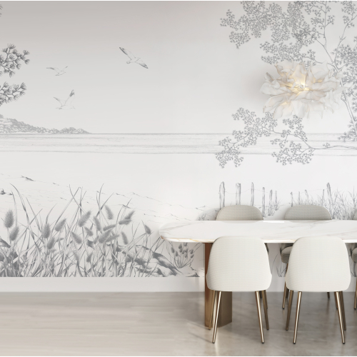 Panoramic wallpaper Wild coastal landscape - Lulu au crayon collection - Acte-Deco