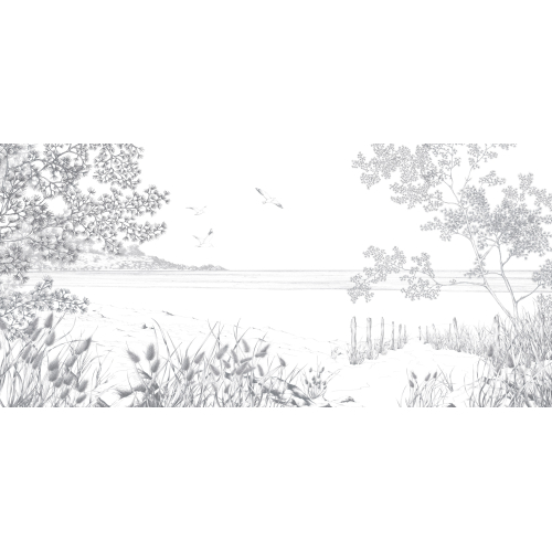 Panoramic wallpaper Wild coastal landscape - Lulu au crayon collection - Acte-Deco