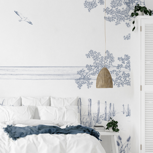 Panoramic wallpaper Wild coastal landscape - Lulu au crayon collection - Acte-Deco