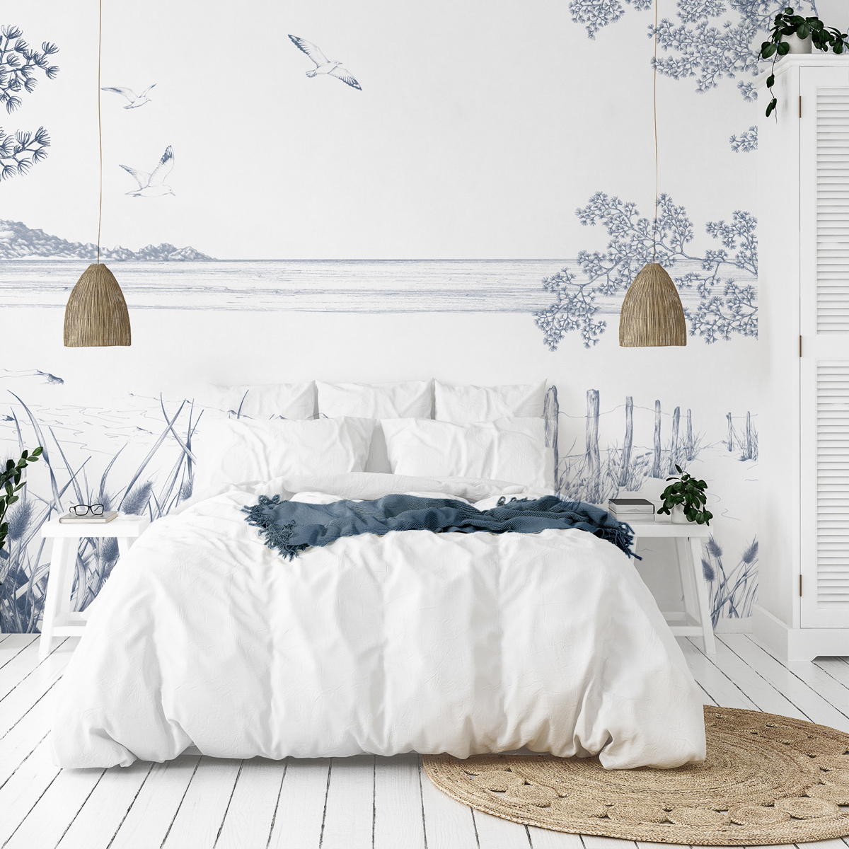 Panoramic wallpaper Wild coastal landscape - Lulu au crayon collection - Acte-Deco