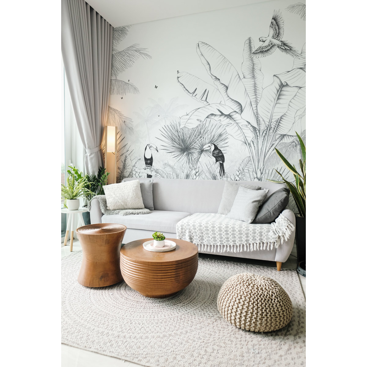 Panoramic wallpaper Tropical landscape - Lulu au crayon collection - Acte-Deco