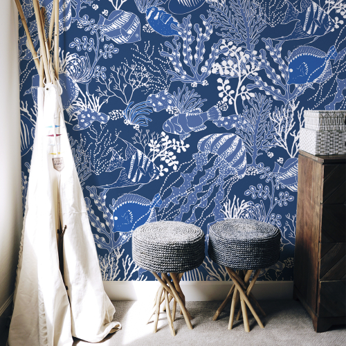 Panoramic wallpaper underwater background - Collection Axelle Design - Acte-Deco