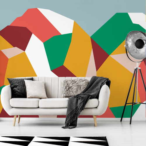 Panoramic wallpaper Geometric mountain landscape - Severine Dietrich collection - Acte-Deco