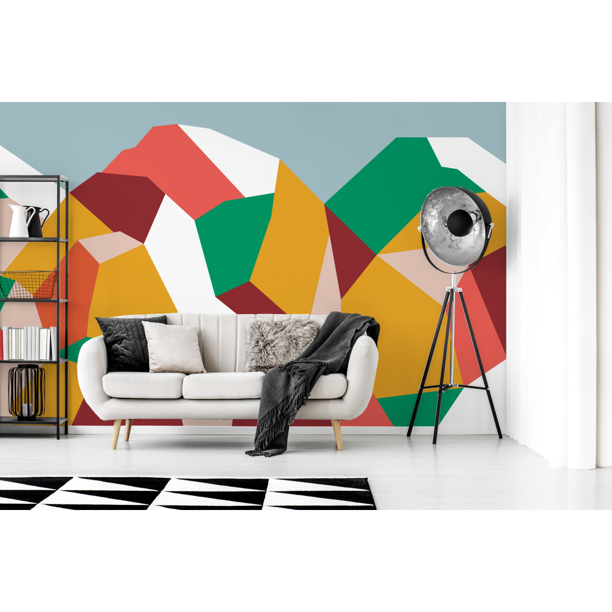 Panoramic wallpaper Geometric mountain landscape - Severine Dietrich collection - Acte-Deco