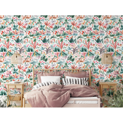 Panoramic wallpaper Watercolor vegetation pattern - Studio Cymé Collection - Acte-Deco