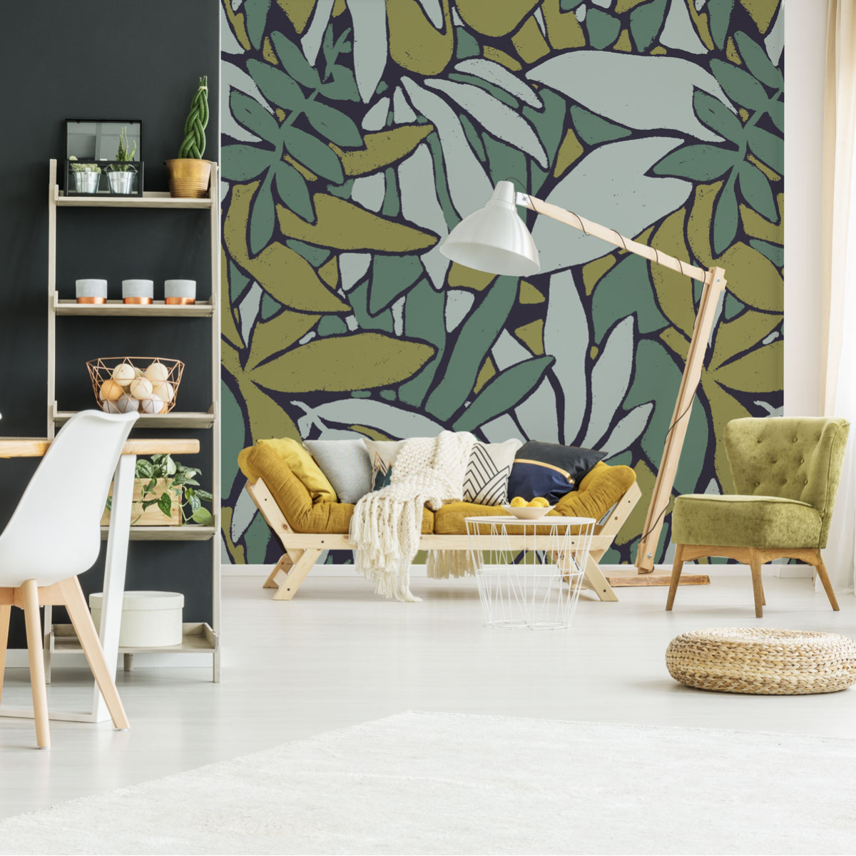 Minimal jungle panoramic wallpaper - Collection Studio Cymé - Acte-Deco