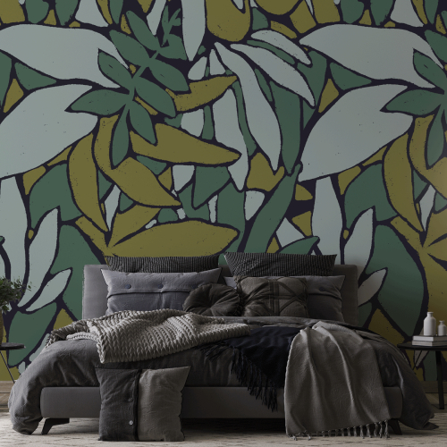 Minimal jungle panoramic wallpaper - Collection Studio Cymé - Acte-Deco