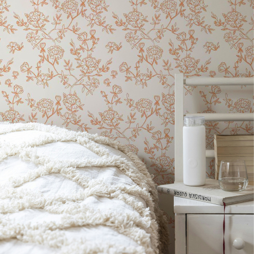 Floral peonies panoramic wallpaper - Collection Émilie GAUVRIT - Acte-Deco