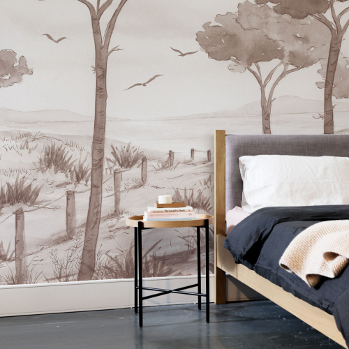 Panoramic landscape wallpaper pine tree view - Collection Noëmie Krey - Acte-Deco