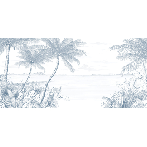 Panoramic wallpaper Tropical beach - Lulu au Crayon Collection - Acte-Deco