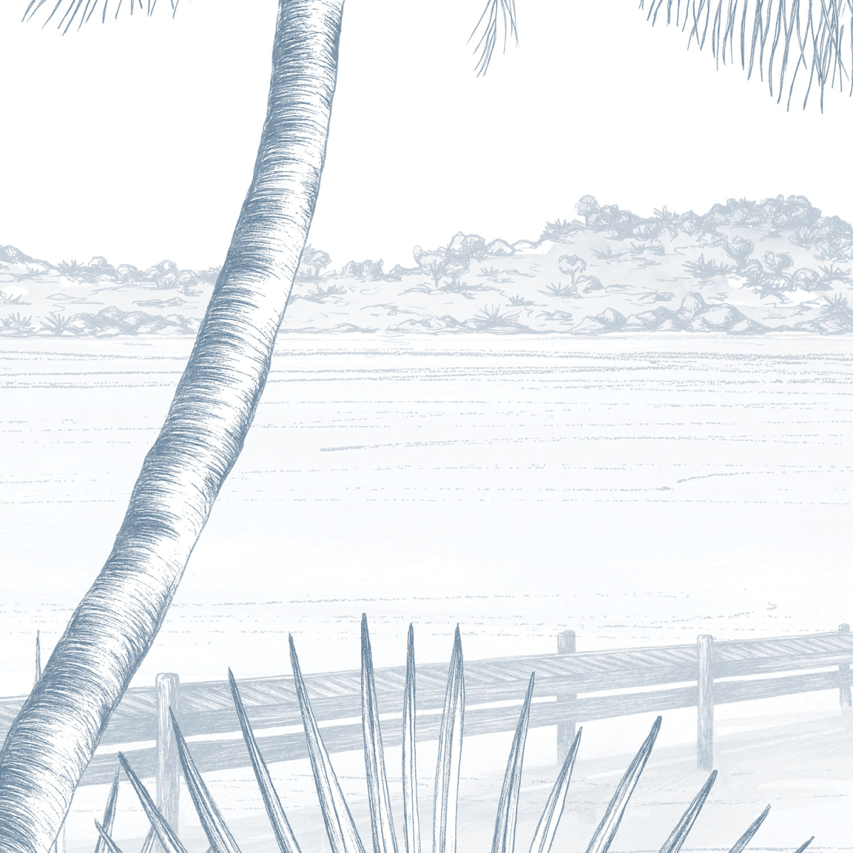 Panoramic wallpaper Tropical beach - Lulu au Crayon Collection - Acte-Deco