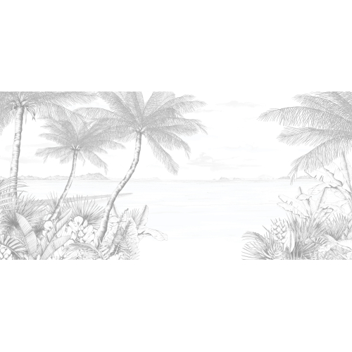 Panoramic wallpaper Tropical landscapes - Lulu au Crayon Collection - Acte-Deco