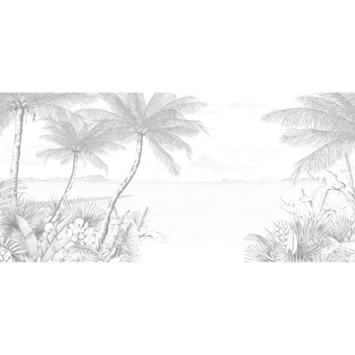 Panoramic wallpaper Tropical beach - Lulu au Crayon Collection - Acte-Deco