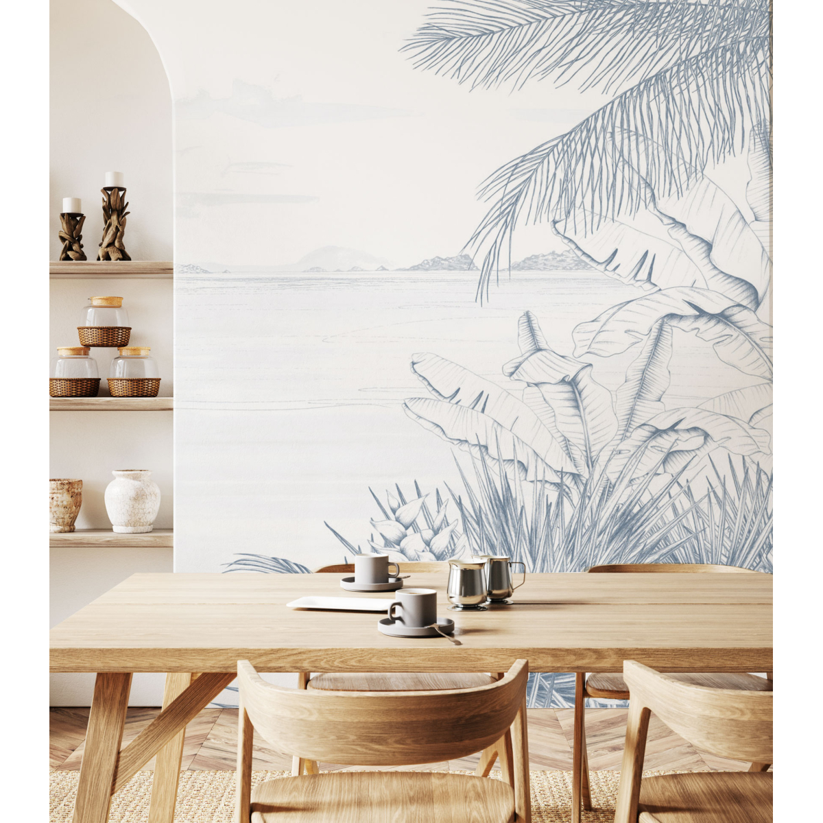 Panoramic wallpaper Tropical beach - Lulu au Crayon Collection - Acte-Deco