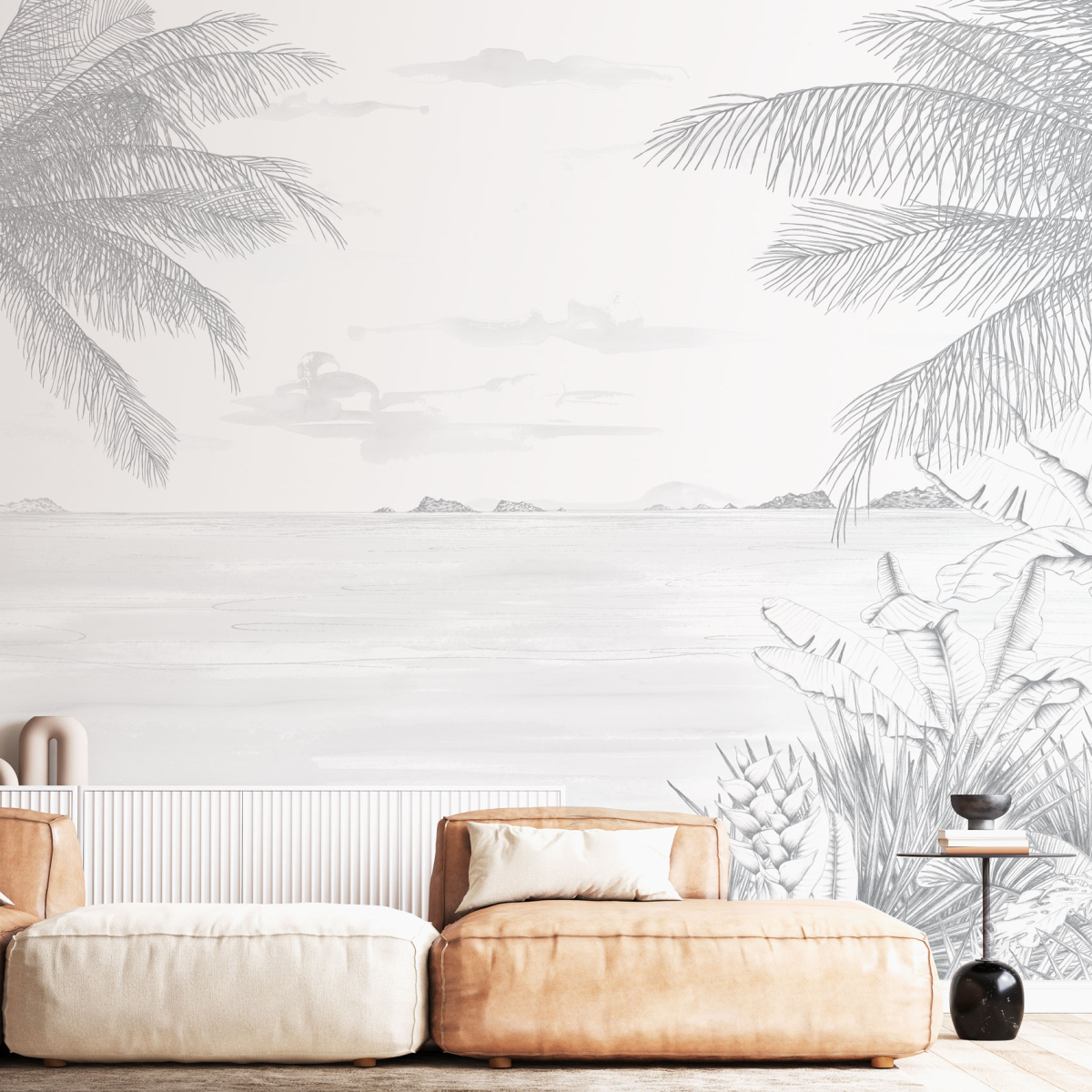 Panoramic wallpaper Tropical beach - Lulu au Crayon Collection - Acte-Deco