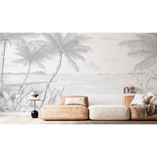 Panorama-Vliestapete Tropical - Kollektion Lulu au Crayon - Acte-Deco