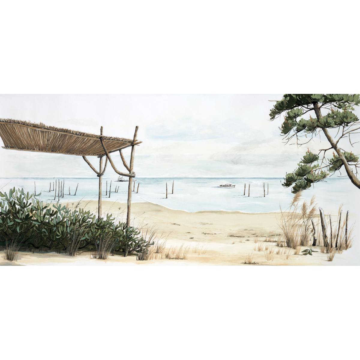 Panoramic wallpaper The oyster shack - Collection Casa Luci - Acte-Deco