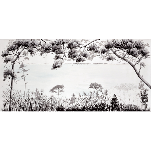 Panoramic wallpaper on the shores of the lake - Collection Casa luci - Acte-Deco