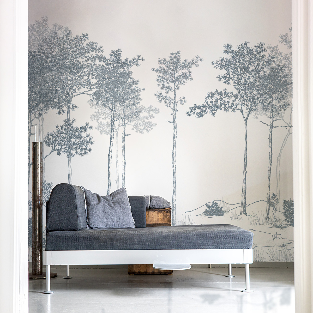 Panoramic wallpaper Balade dans les bois - Lulu au crayon collection - Acte-Deco