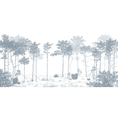 Panoramic wallpaper Balade dans les bois - Lulu au crayon collection - Acte-Deco