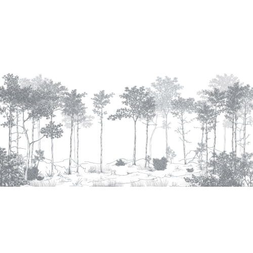 Panoramic wallpaper Balade dans les bois - Lulu au crayon collection - Acte-Deco