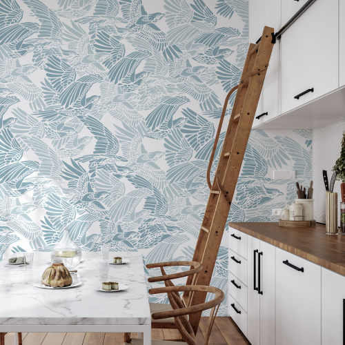 Panoramic wallpaper with a flock of birds - Collection Alex & Marine - Acte-Deco