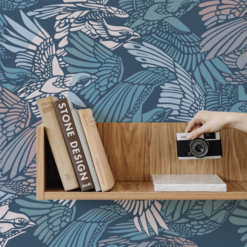 Panoramic wallpaper with a flock of birds - Collection Alex & Marine - Acte-Deco