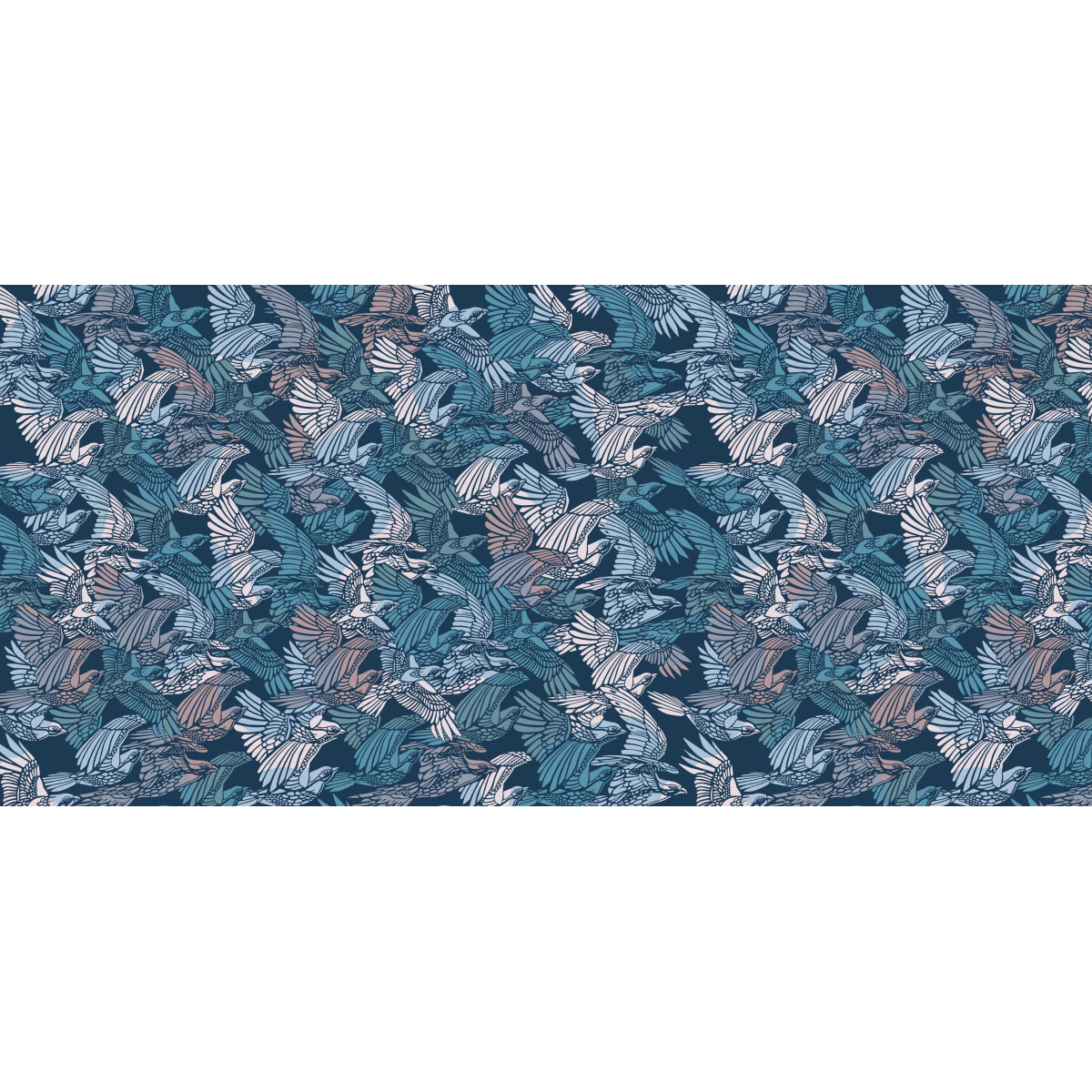 Panoramic wallpaper with a flock of birds - Collection Alex & Marine - Acte-Deco