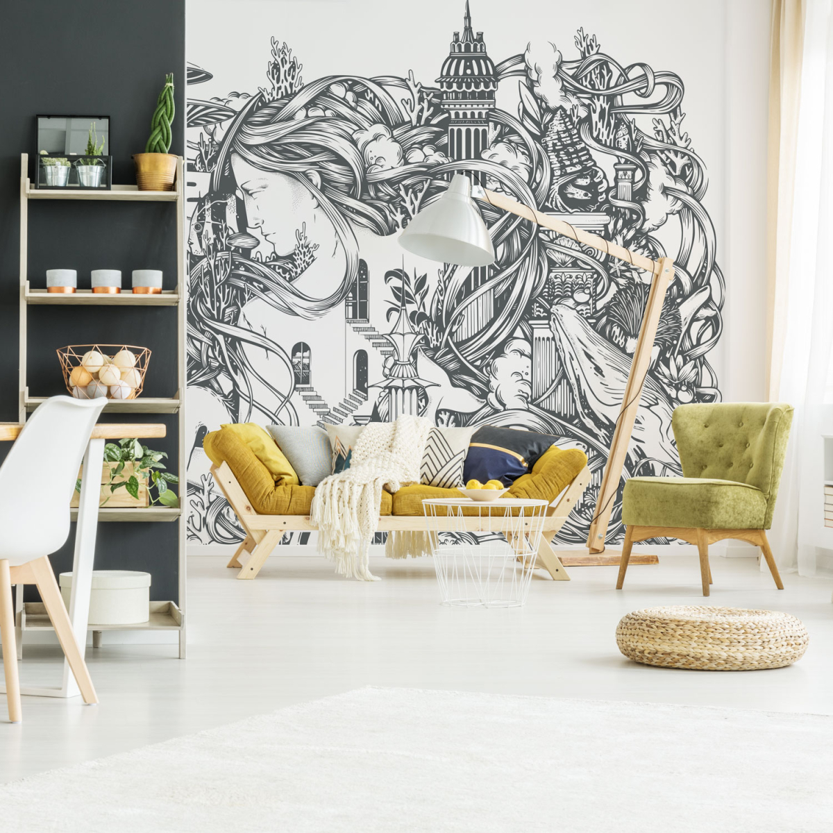 Panoramic wallpaper with graphic underwater worlds - Collection Alex & Marine - Acte-Deco