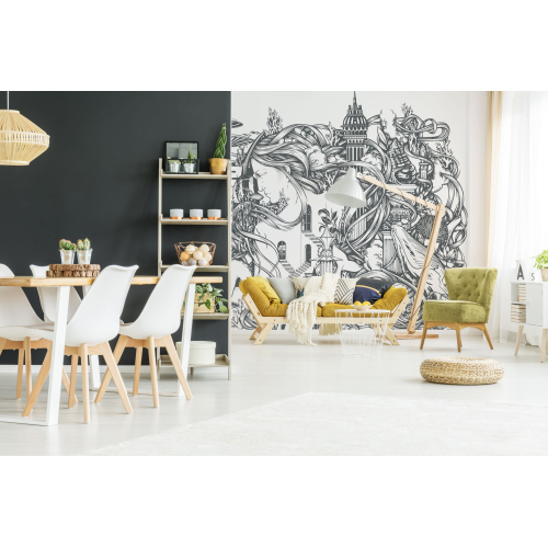 Panoramic wallpaper with graphic underwater worlds - Collection Alex & Marine - Acte-Deco