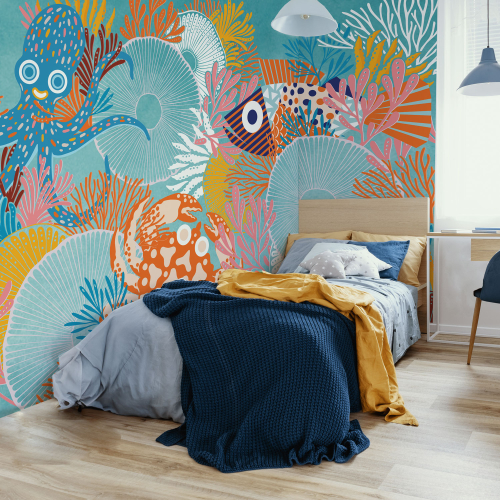 Panoramic wallpaper with underwater pattern - Collection Alex & Marine - Acte-Deco