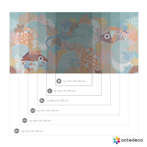 Panoramic wallpaper with underwater pattern - Collection Alex & Marine - Acte-Deco