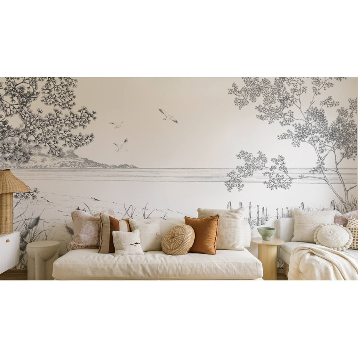 Panoramic wild coast wallpaper - Lulu au crayon collection - Acte-Deco