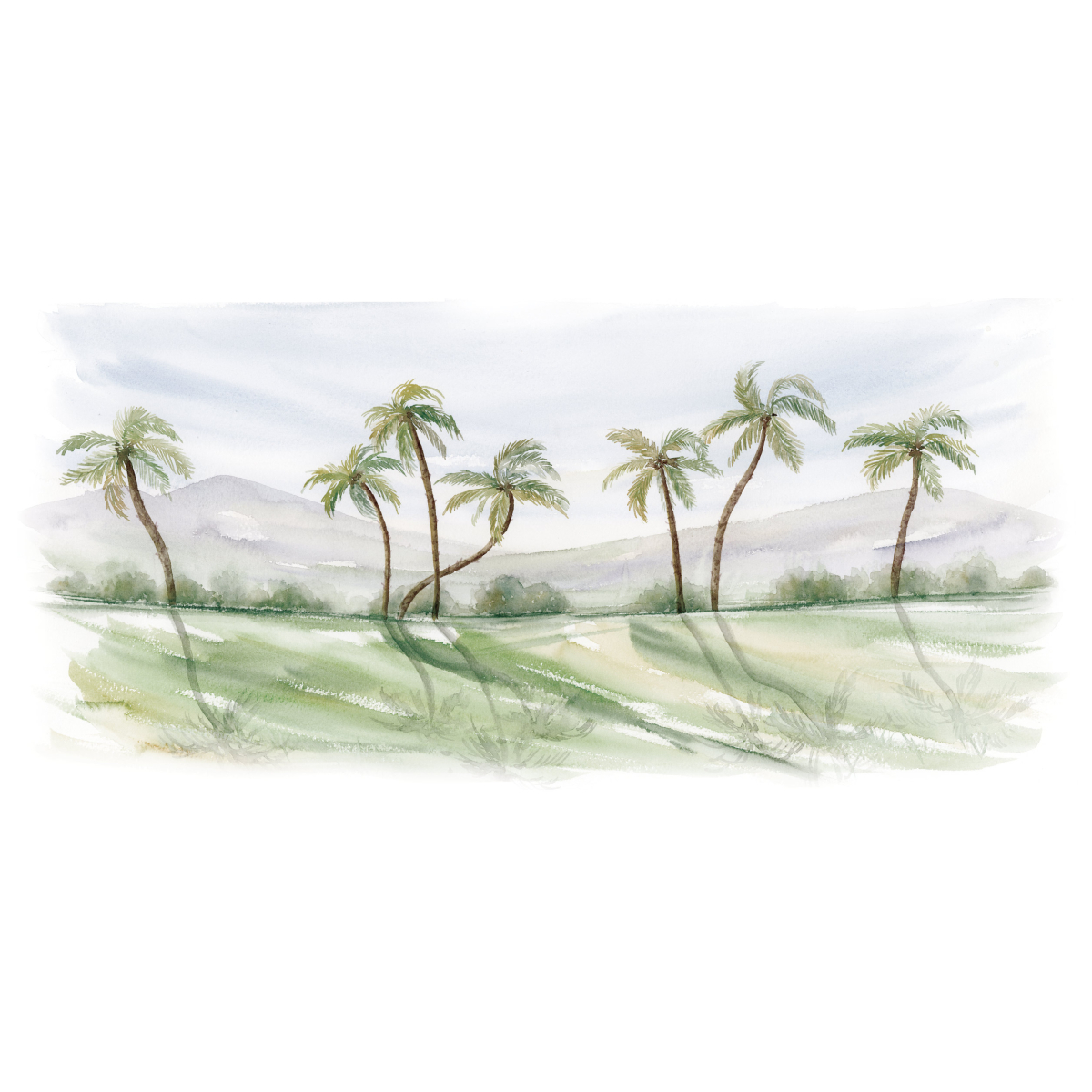 Noëmie Krey Papel pintado Paisaje panorámico de palmeras - Colección - Acte-Deco