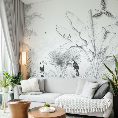 Panoramic wallpaper Tropical landscapes - Lulu au crayon collection - Acte-Deco