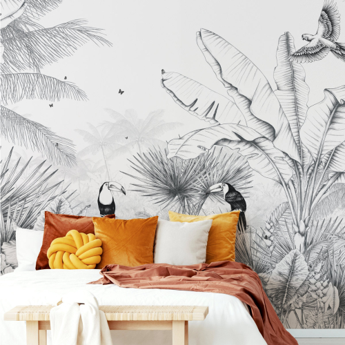 Panoramic wallpaper Tropical landscapes - Lulu au crayon collection - Acte-Deco