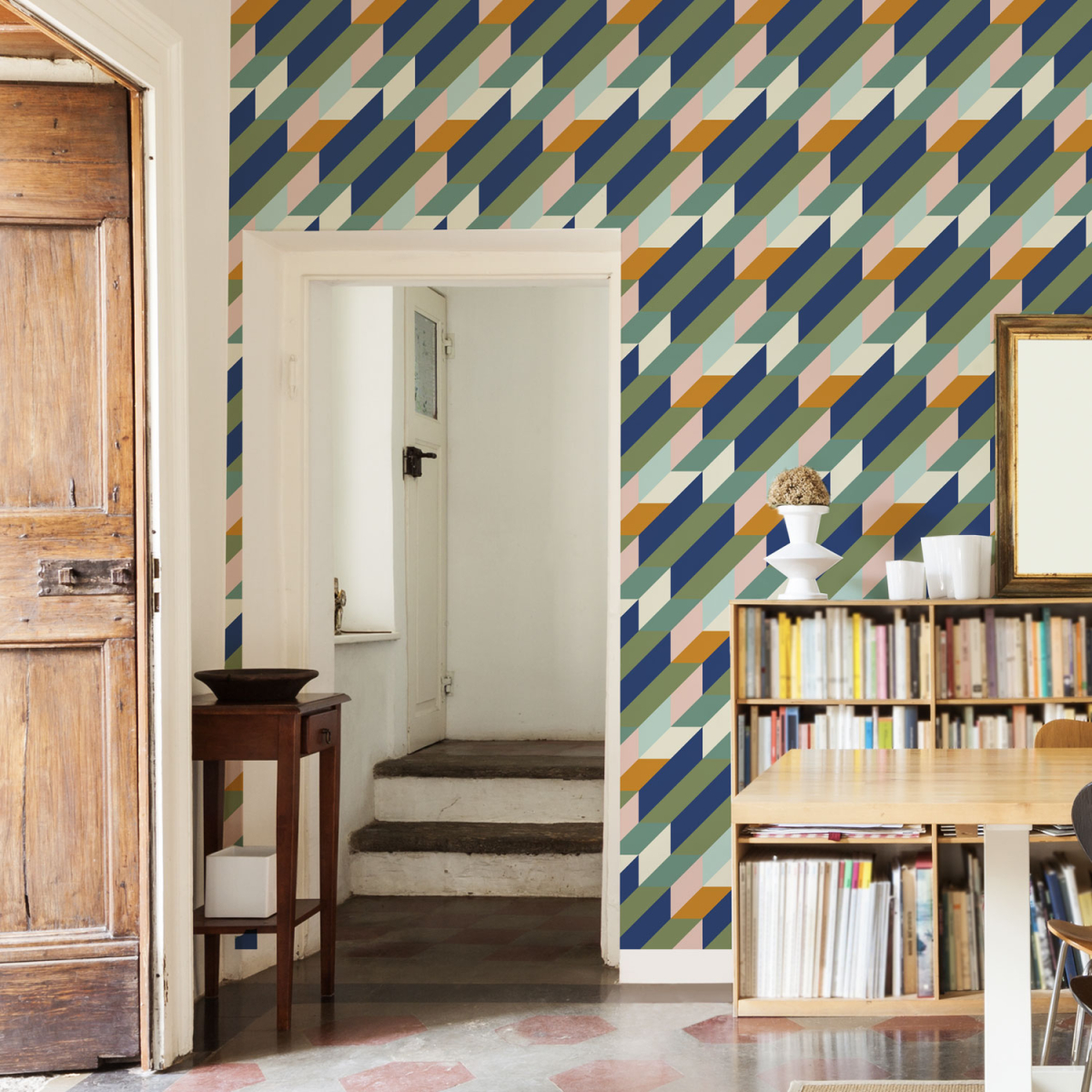 Panoramic wallpaper with linear geometric pattern - Collection Studio Cymé - Acte-Deco