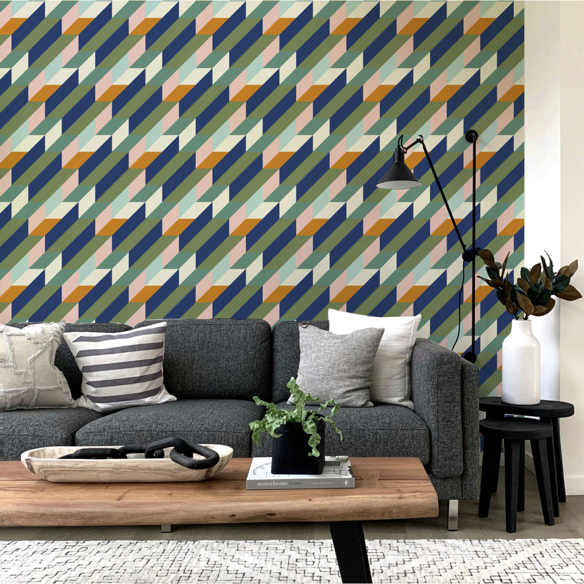 Panoramic wallpaper with linear geometric pattern - Collection Studio Cymé - Acte-Deco