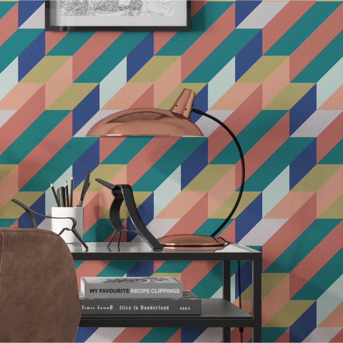 Panoramic wallpaper with linear geometric pattern - Collection Studio Cymé - Acte-Deco