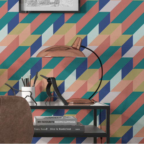 Panoramic wallpaper with linear geometric pattern - Collection Studio Cymé - Acte-Deco