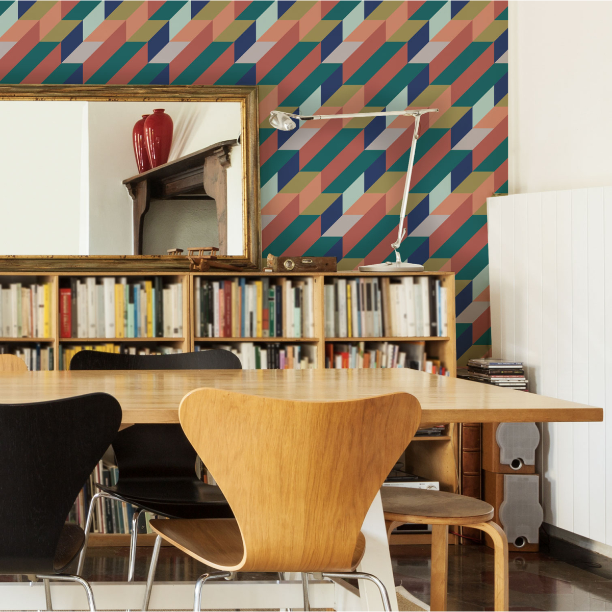 Panoramic wallpaper with linear geometric pattern - Collection Studio Cymé - Acte-Deco