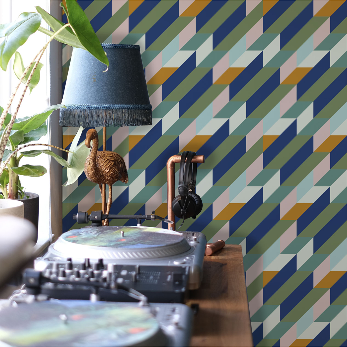 Panoramic wallpaper with linear geometric pattern - Collection Studio Cymé - Acte-Deco